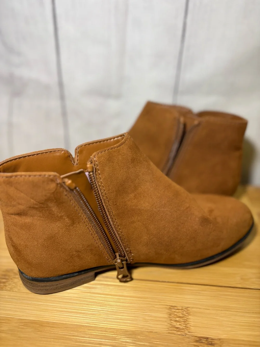 Cat & Jack Brown Faux Suede Side-Zip Kids Ankle Boots